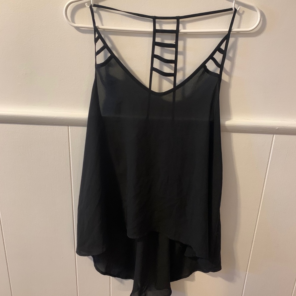 Black Sheer Tank with Cutout Detail